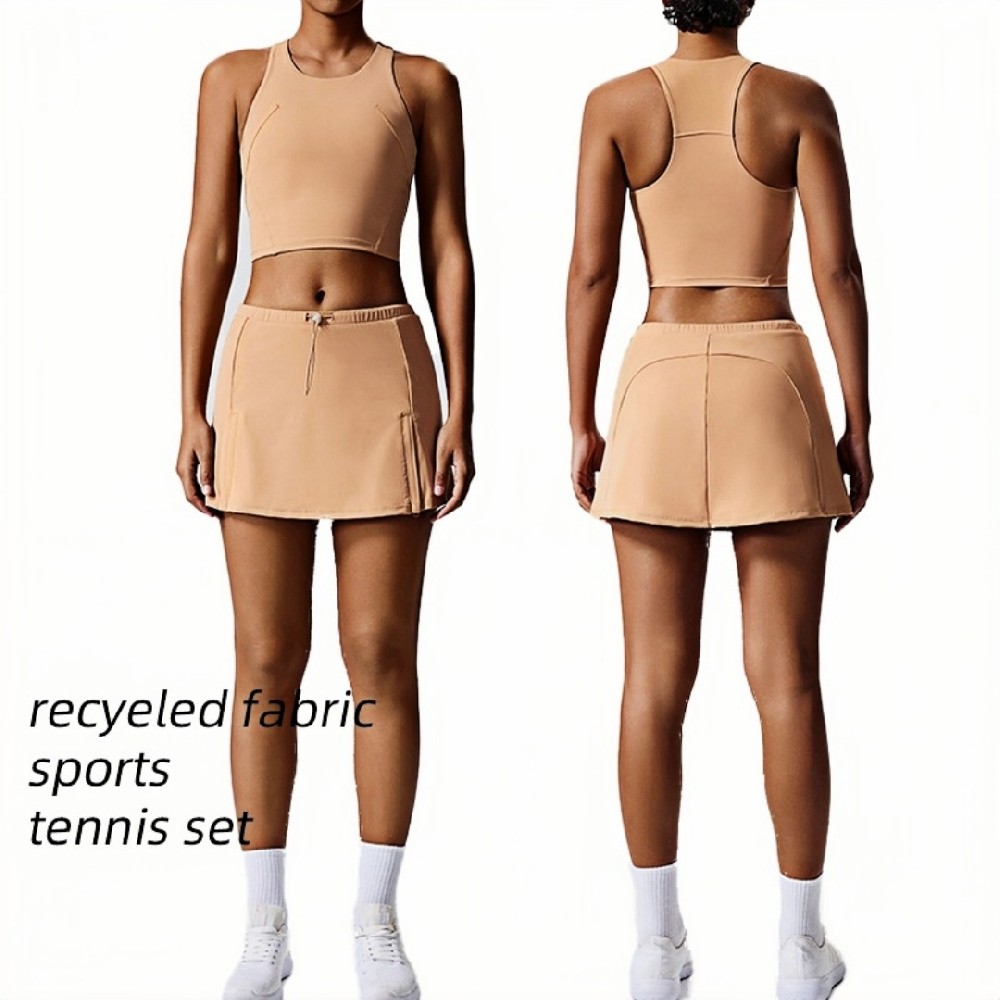 Women’s Eco Sports Skirt Set with Chest Support – Recycled Fabric Tennis & Golf Outfit Manufacturer