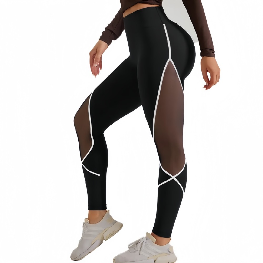High Waist Yoga Leggings with Mesh Splicing – Women’s Running and Sportswear Pants